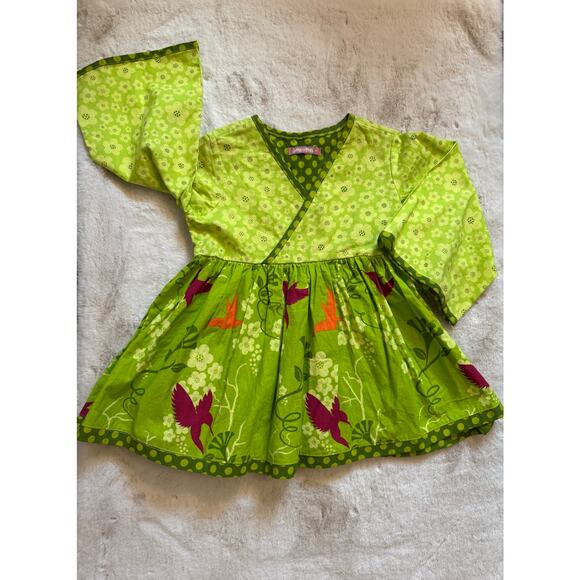 Jelly the Pug Ayana Shirt Green Mutlicolored Hummingbird Girls Size 7 - Picture 1 of 6